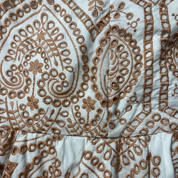 Brand new! sold out! Bardot broderie flippy hem mini dress in taupe - Picture 5 of 7